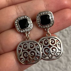 Brighton black jeweled square drop earrings